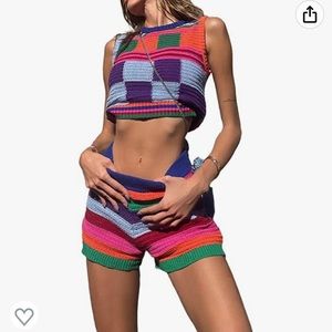 Colorful 2-piece knit set